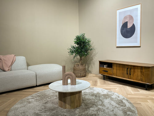 Brix salontafel Nova - mangohout marmer - 70cm - wit