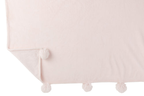 J-Line plaid Pompom - polyester - lichtroze - 170 x 130 cm