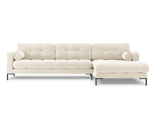 Cosmopolitan Design rechter hoekbank Bali 5-zits, flueel, lichtbeige - 185x293x75cm