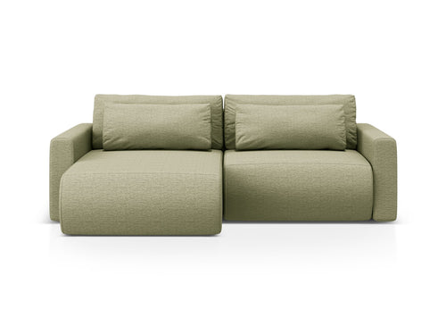 Cosmopolitan Design Omkeerbare converteerbare hoekbank met opbergdoos Belfast 3-zits, structurele stof asperge - 149x240x84cm