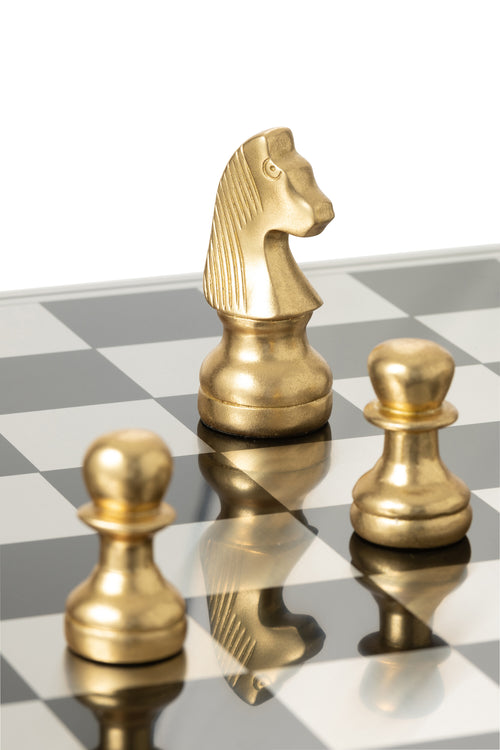 J-Line decoratie Schaakstuk - polyresin - goud/wit
