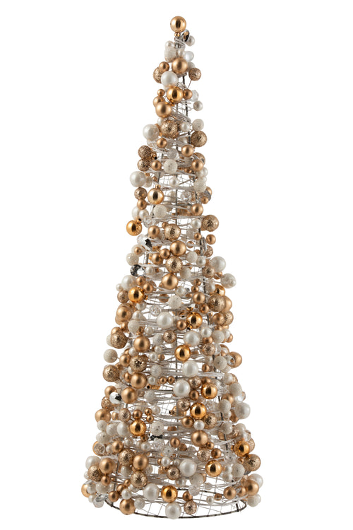 J-Line decoratie Kerstboom - kunststof - ecru/goud - large - vtwonen shop