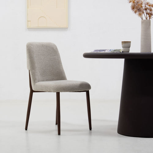 Giga Meubel Eetkamerstoel Sophie - Stof/Metaal - Beige - Set van 2