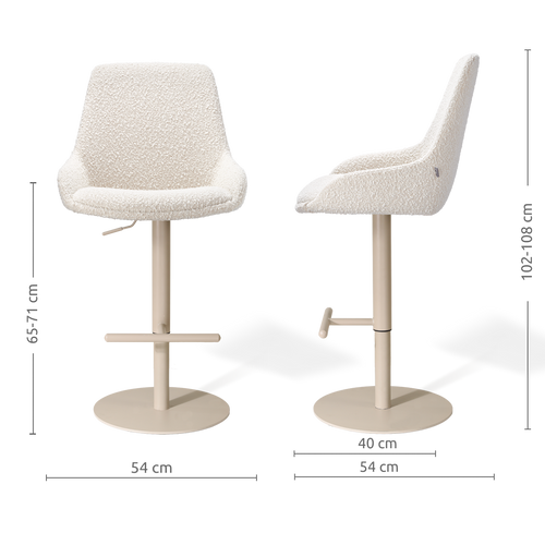 Nolon Niva-Isa tulp barkruk bouclé beige verstelbaar - beige poten