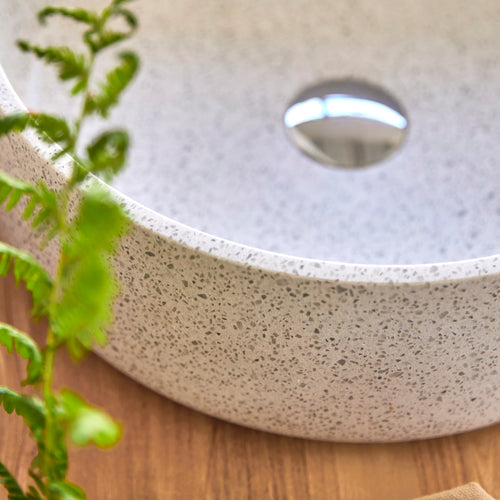 Tikamoon Ronde waskom van wit premium terrazzo ∅ 40 cm - Wit