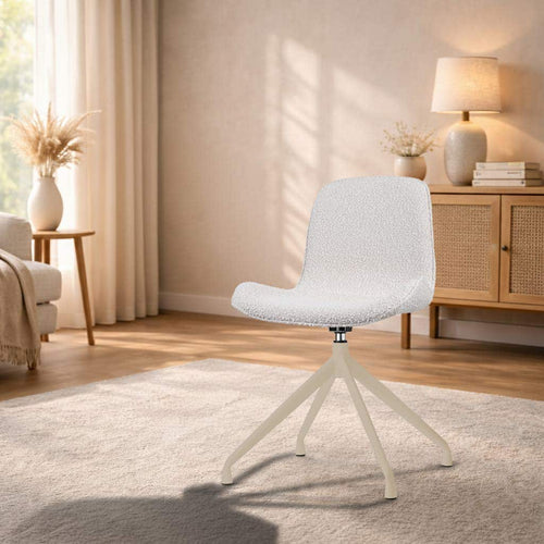 Nolon Nola-Fé draaibare eetkamerstoel bouclé beige beige onderstel