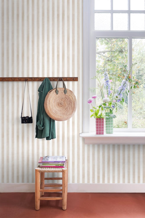 ESTAhome behang strepen beige en wit - 53 cm x 10.05 m - 131302