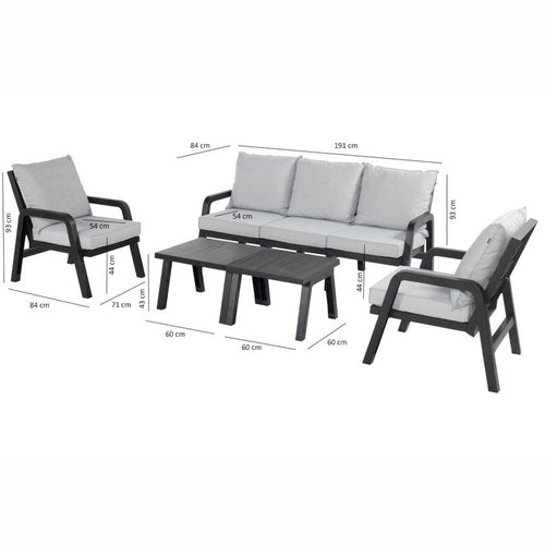 Hartman Loungeset Ibiza - Antraciet/Grijs - Kunststof - 5-Persoons - vtwonen shop