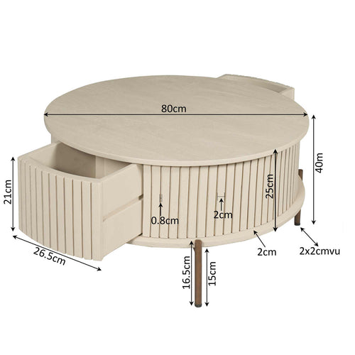 StarFurn Salontafel Madison - Rond Zand Hout - 80x80x40cm - vtwonen shop