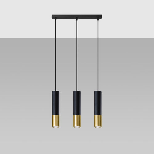 Sollux Lighting Hanglamp LOOPEZ 3L zwart/goud - 45x6x90cm