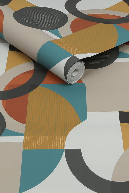 Next vliesbehang Retro Shapes Geo oranje 10mx52cm