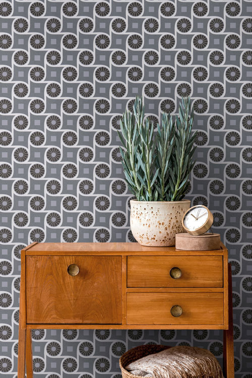 Livingwalls behang grafisch motief grijs, wit en zwart - 53 cm x 10.05 m - AS-390604 - vtwonen shop