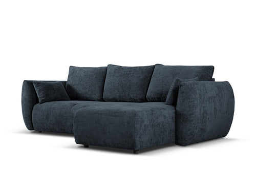 Cosmopolitan Design Converteerbare hoekbank rechts met opbergdoos Matera 4-zits, chenille, koningsblauw - 173x253x86cm