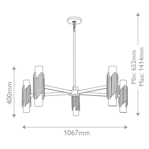 Mehrarmige Pendelleuchte, modernes gealtertes Messing, 10 x E14