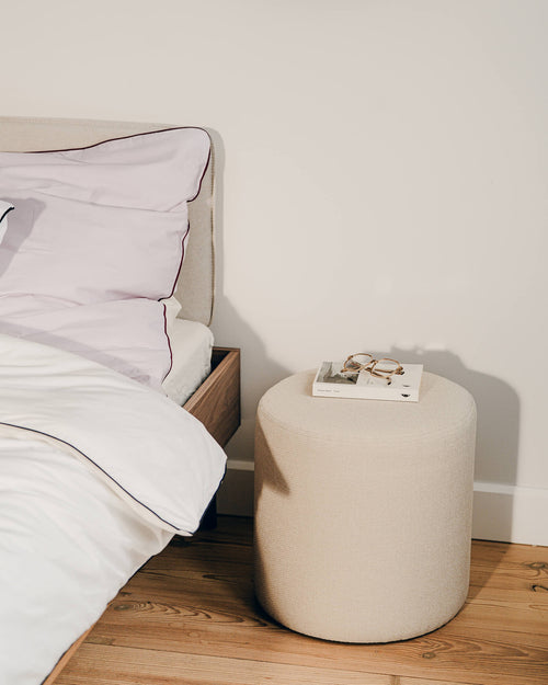 noo.ma Folk Pouf Tall - Cloud Beige Bouclé, 40 x 40 x 42 cm