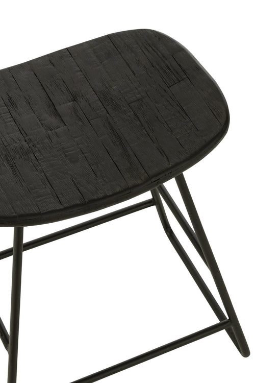 J-Line stoel Rechthoekig - gerecycleerd hout - zwart - small