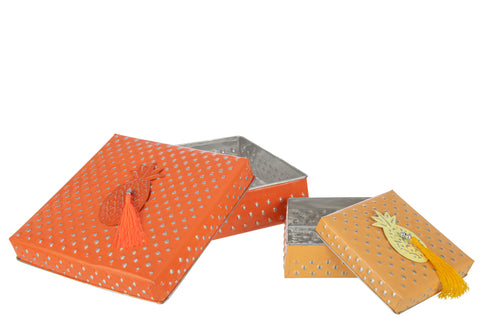 J-Line doos Kurt - metaal - oranje - 2 stuks - vtwonen shop