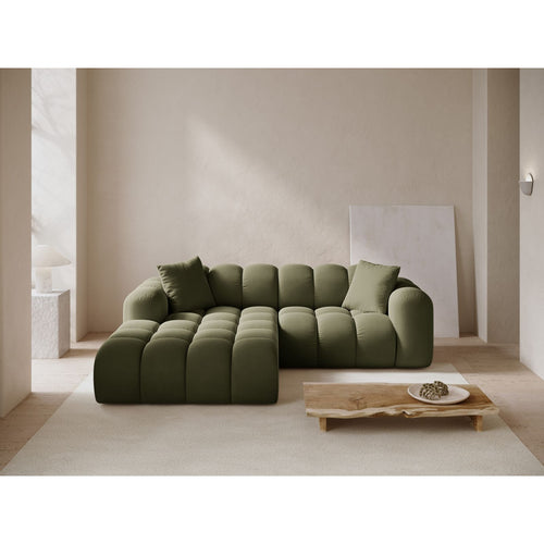 Cosmopolitan Design - Linker hoekbank Treno 3-zits, flueel groente - 184x240x70cm