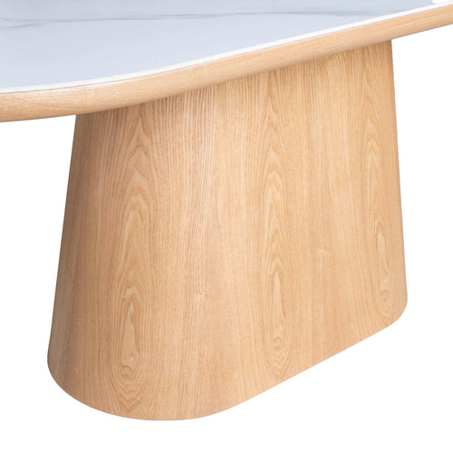 Giga Meubel Eettafel Alba - Wit Keramiek/Naturel - 200x90x77cm