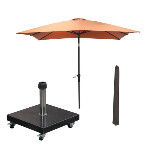 Garden Impressions stokparasol Lotus koper 250x250 cm met Eureka voet en hoes
