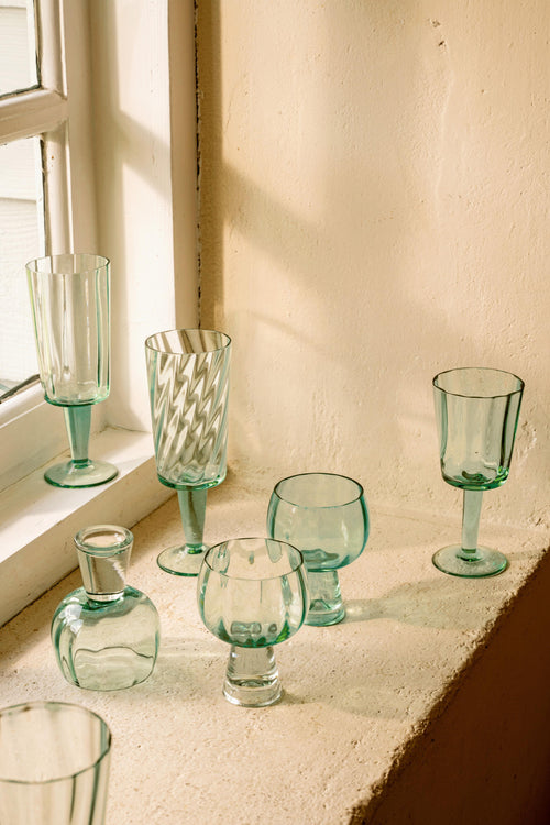 vtwonen - Wijnglazen - Groen - Glas - Set van 4