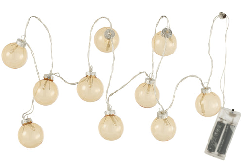 J-Line slinger 10 Ballen + Effen - glas - geel - LED lichtjes - vtwonen shop