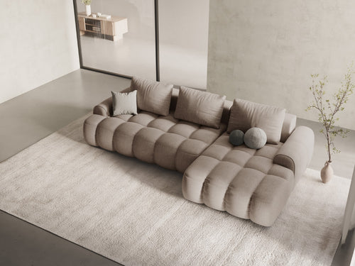 Cosmopolitan Design Converteerbare hoekbank rechts met opbergdoos Linz 3-zits, structurele stof zand - 142x275x84cm
