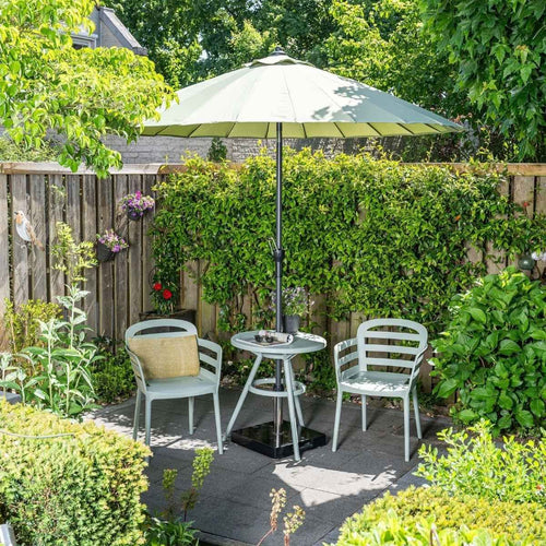 Garden Impressions stokparasol Manilla olijf Ø250 cm met Cosmo voet en hoes