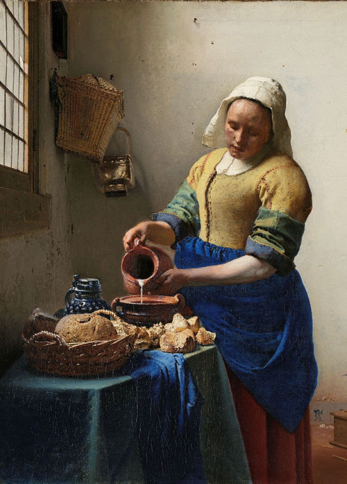 Sanders & Sanders fotobehang Het Melkmeisje van Johannes Vermeer blauw en geel - 200 x 279 cm - 950054 - vtwonen shop