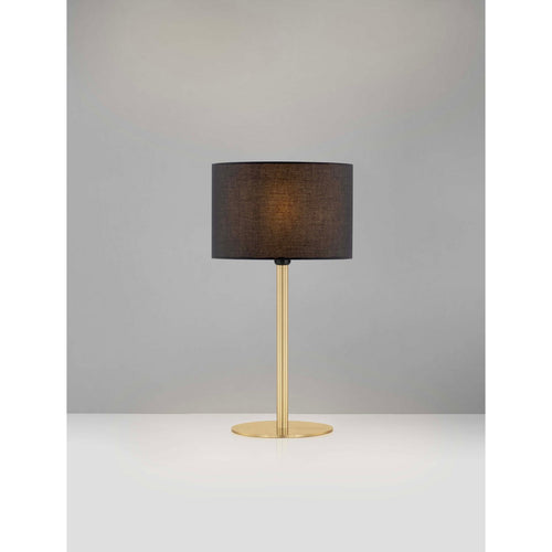 Nova Luce SIBNIA Tafellamp met ronde kap, messing goudkleurig, zwart E27 fitting 1x12W