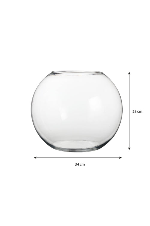 Mica Decorations Babet Bol Vaas - H28 x Ø34 cm - Transparant