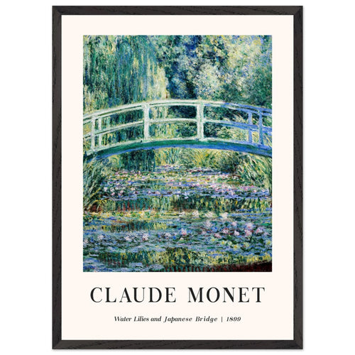 Artfulprints Poster met Lijst Claude Monet - Water lilies and Japanese bridge   - 50x70 cm - Groen