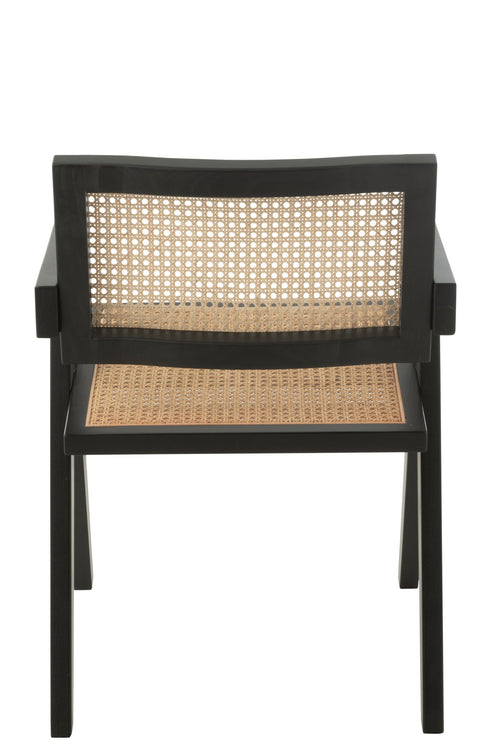 J-Line stoel Rooster - essenhout/rotan - zwart