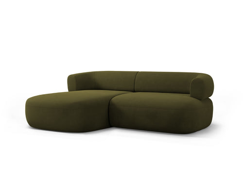 Micadoni linker hoekbank Jenny 5-zits, flueel groente - 145x200x73cm