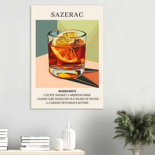 Artfulprints  Sazerac cocktail - Ingrediënten   poster 30x40 cm - vtwonen shop