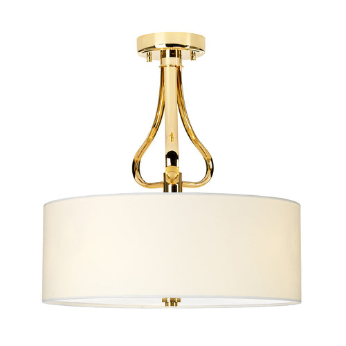 Elstead Falmouth - 3 Lichts Semi Flush Badkamer Plafondlamp Goud IP44, G9