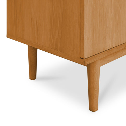 Furnhouse vitrinekast Kerteminde - Natuurlijk eikenhout - MDF, Eikenfineer, Glas - 45x100x190
