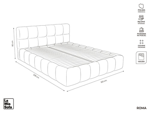 LaMiaSofa Bed met opbergruimte Roma - velours - lichtblauw - 160x228x82