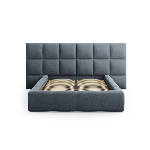 Cosmopolitan Design - Opbergbed met hoofdeinde Livigno 200x160cm structurele stof donkerblauw - 230x250x125cm