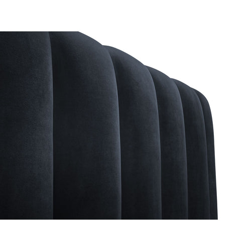 Cosmopolitan Design - Opbergbed met hoofdeinde Palma 200x200cm flueel donkerblauw - 230x225x94cm