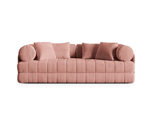 Cosmopolitan Design Converteerbare bank Kemi 3-zits, flueel roze - 95x206x70cm