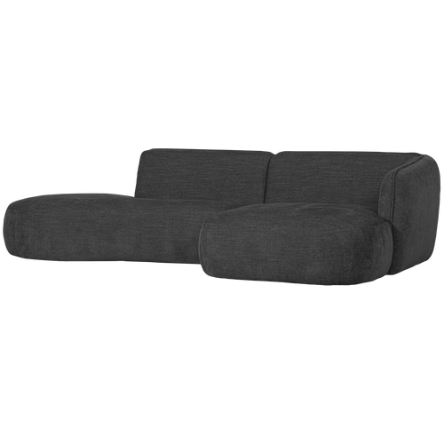 WOOOD chaise longue rechts Polly - Polyester - Grijs - 71x258x105/150