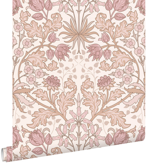 ESTAhome behang vintage bloemen in art nouveau stijl oudroze en beige - 50 x 900 cm - 131178 - vtwonen shop