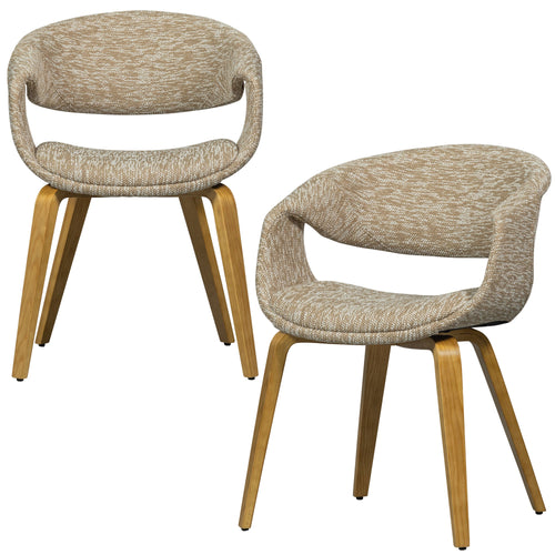 WOOOD eetkamerstoelen met houten naturel poot Yossi - Zand - Set van 2 - vtwonen shop