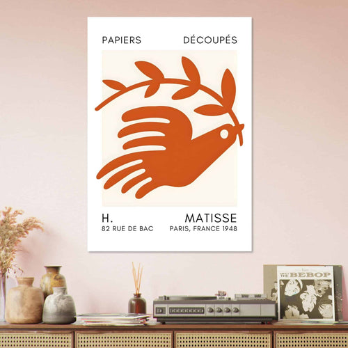 Artfulprints Poster Matisse – Peace dove orange   - 50x70 cm - Oranje