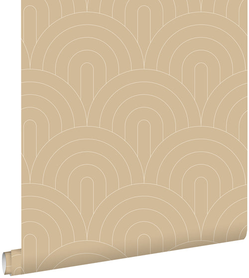 ESTAhome behang art deco bogen donker beige - 50 x 900 cm - 139778 - vtwonen shop