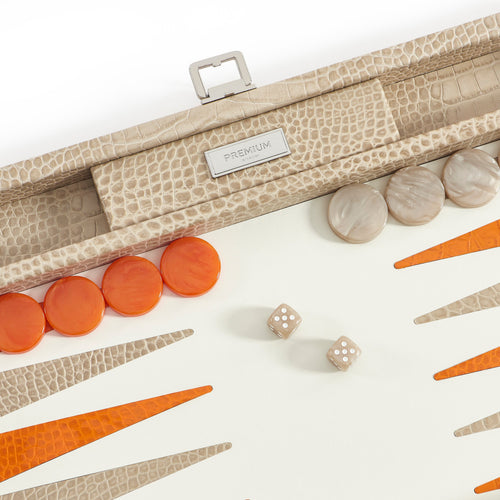Premium Interiors - Backgammon - Groot BACKGAMMON - leer zandbeige 46cm