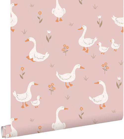 ESTAhome behang schattige ganzen roze - 50 x 900 cm - 131829
