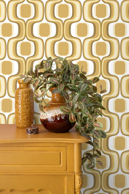 ESTAhome behang retro ornamenten okergeel en bruin - 50 x 900 cm - 131584 - vtwonen shop