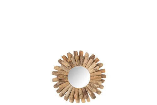 J-Line spiegel Rond - hout - naturel - small - Ø 42 cm - vtwonen shop